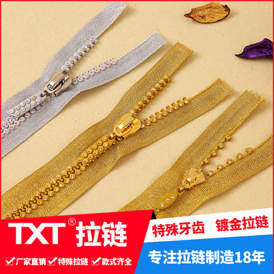 8#10 Diamond Double Row Diamond A Diamond Rhinestone Strip zipper pull can be cu