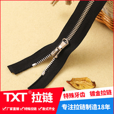 5#8 metal copper zipper corn tooth double-pointed teeth European teeth gold-plat