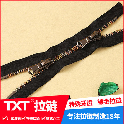 TXT 5 8 10# metal copper zipper corn tooth double point colorful tooth brand zip