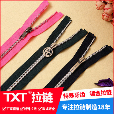 3#5 nylon zipper silver teeth gold teeth open clothing coat jacket TXT Tiantian