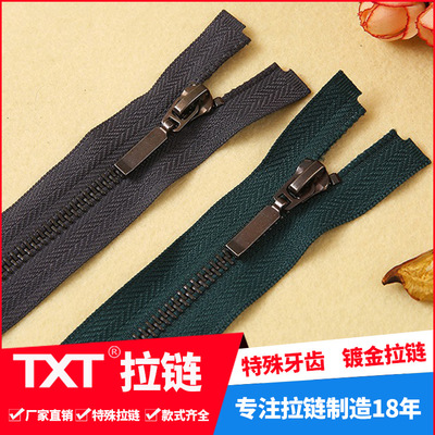 5#8 metal copper zipper plating black nickel gun black gun color double open tai