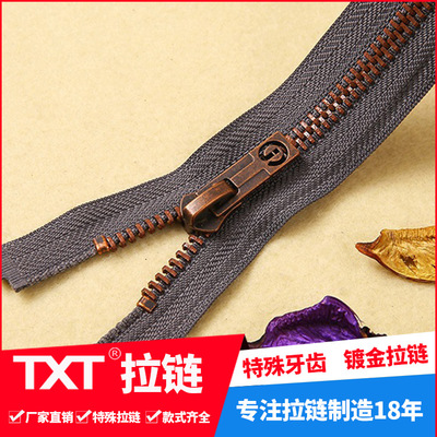 8#10 metal copper zipper red bronze green bronze open end true copper brand zipp